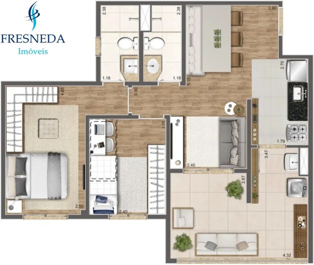 Apartamento, 2 quartos, 64 m² - Foto 2