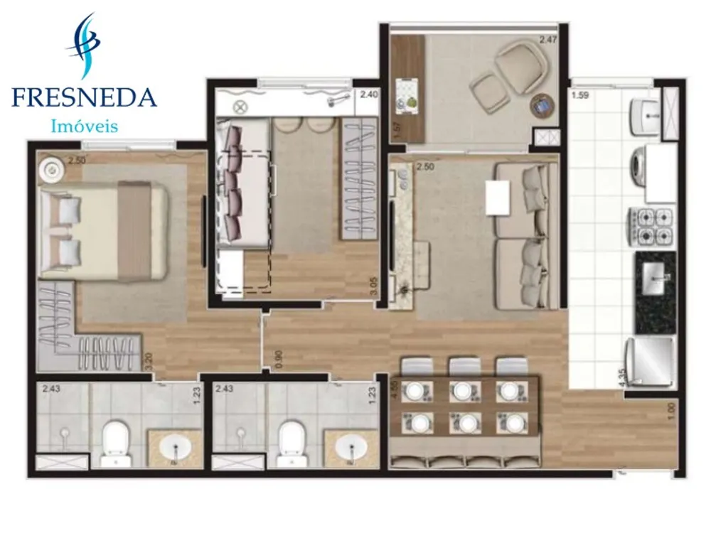 Apartamento, 2 quartos, 55 m² - Foto 3