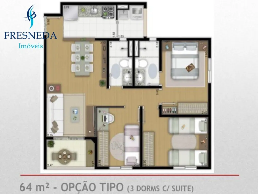 Apartamento, 3 quartos, 64 m² - Foto 2