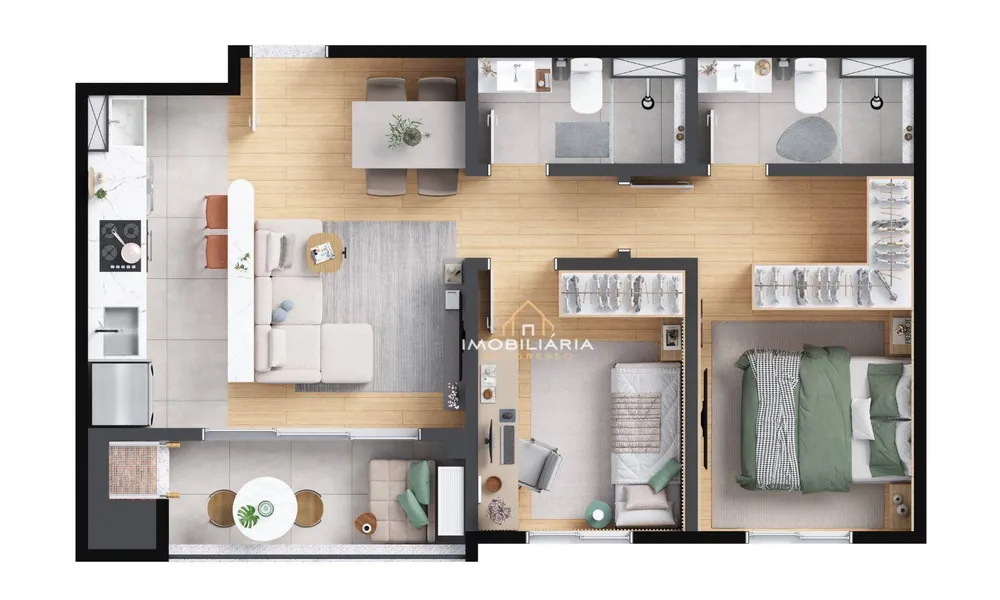 Apartamento, 2 quartos, 52 m² - Foto 3