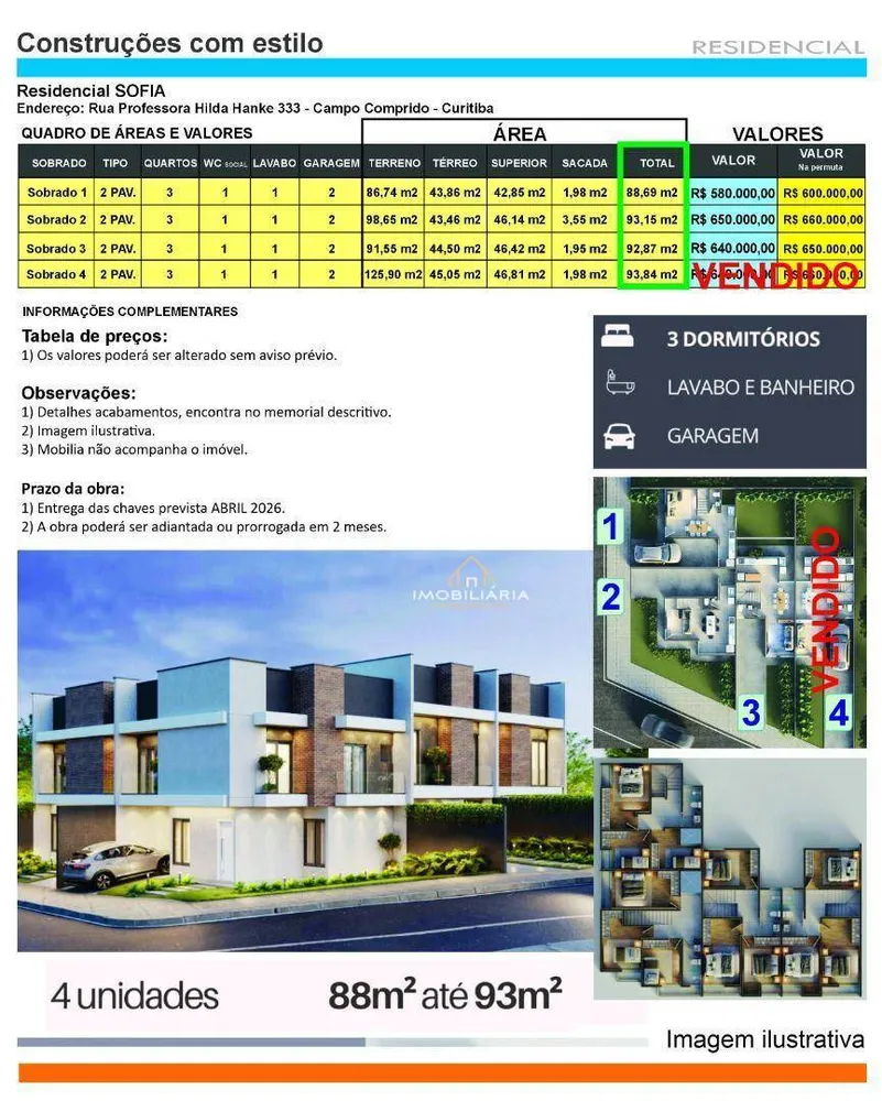 Sobrado, 3 quartos, 93 m² - Foto 2