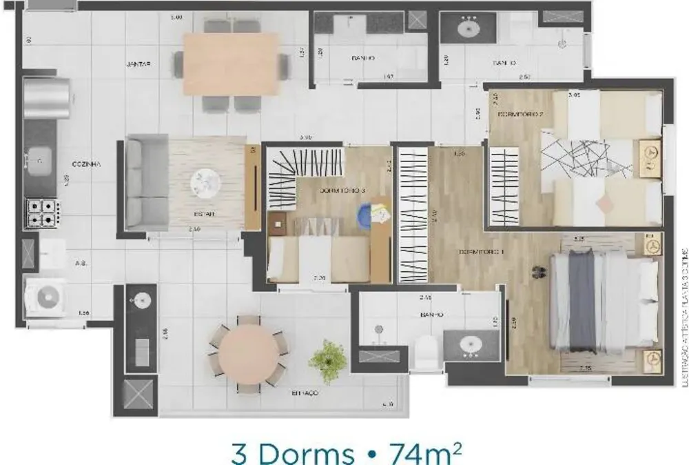 Apartamento, 3 quartos, 75 m² - Foto 1