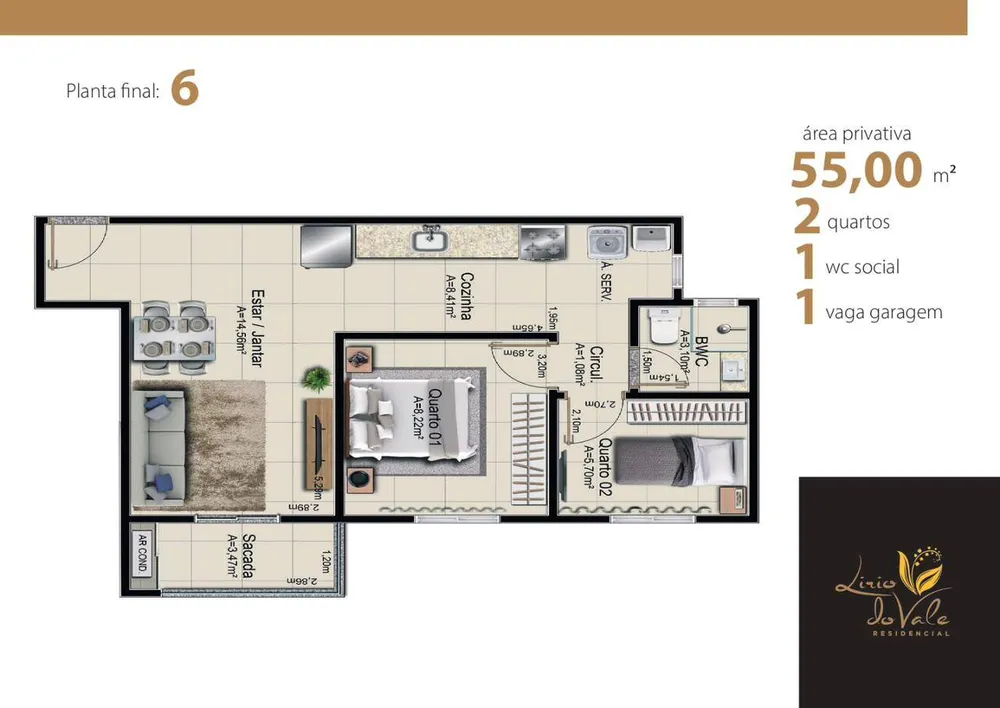 Apartamento, 2 quartos, 55 m² - Foto 3