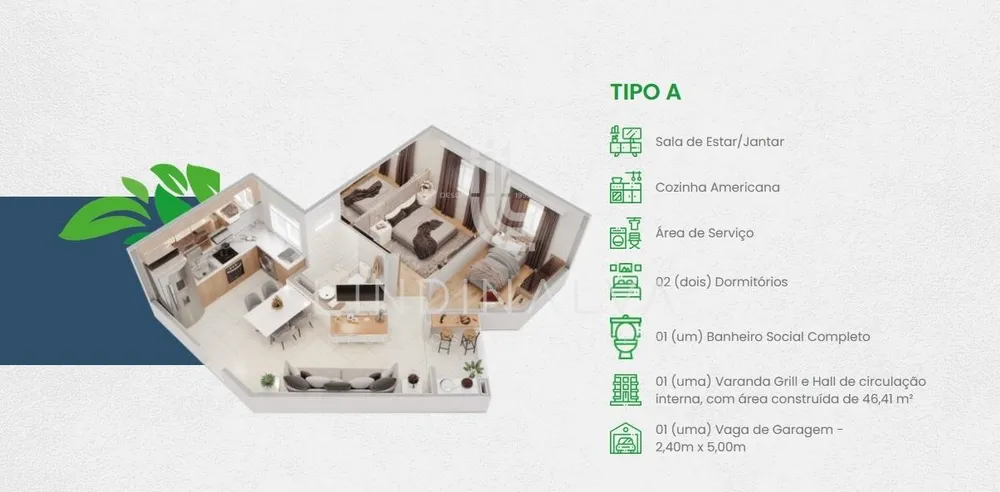 Apartamento, 2 quartos, 46 m² - Foto 3