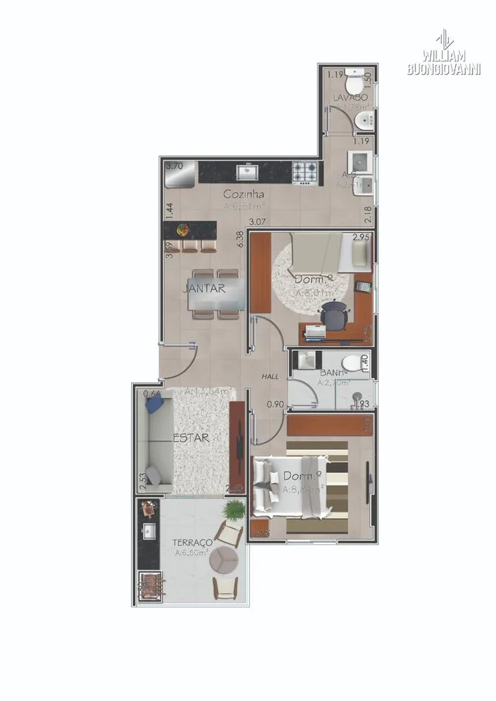 Apartamento, 2 quartos, 58 m² - Foto 3