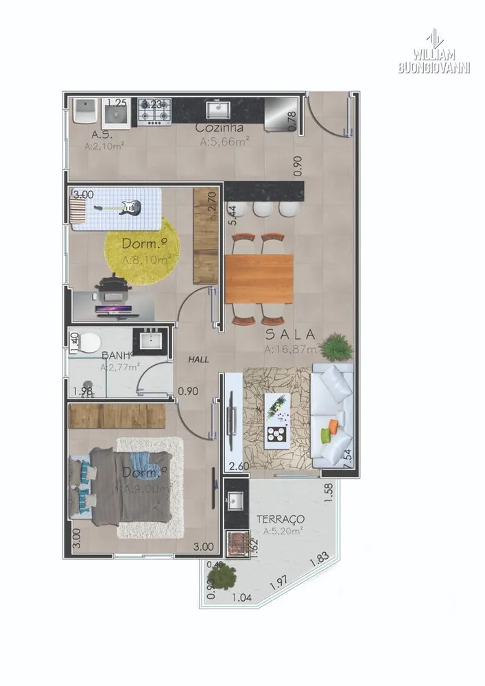 Apartamento, 2 quartos, 57 m² - Foto 1