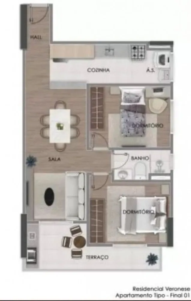 Apartamento, 2 quartos, 58 m² - Foto 1