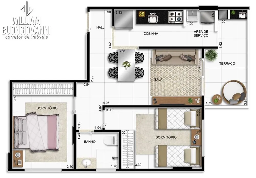 Apartamento, 2 quartos, 52 m² - Foto 3