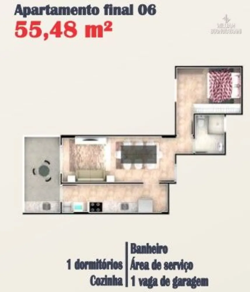 Apartamento, 1 quarto, 55 m² - Foto 2