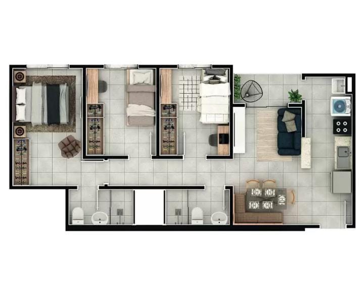 Apartamento à venda com 2 quartos, 51m² - Foto 3