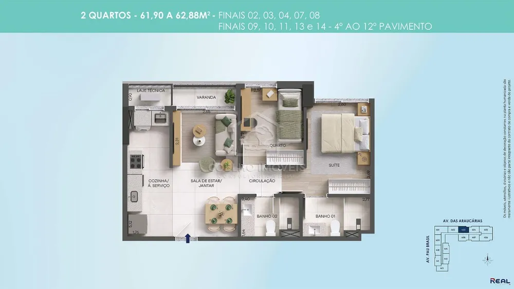 Apartamento, 2 quartos, 61 m² - Foto 2