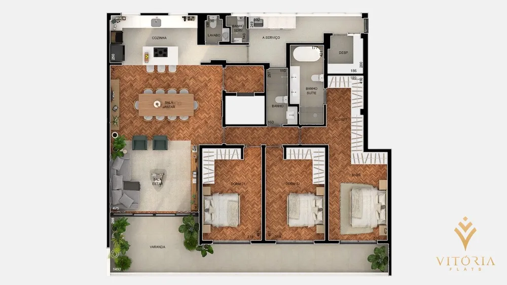Apartamento, 3 quartos, 202 m² - Foto 1