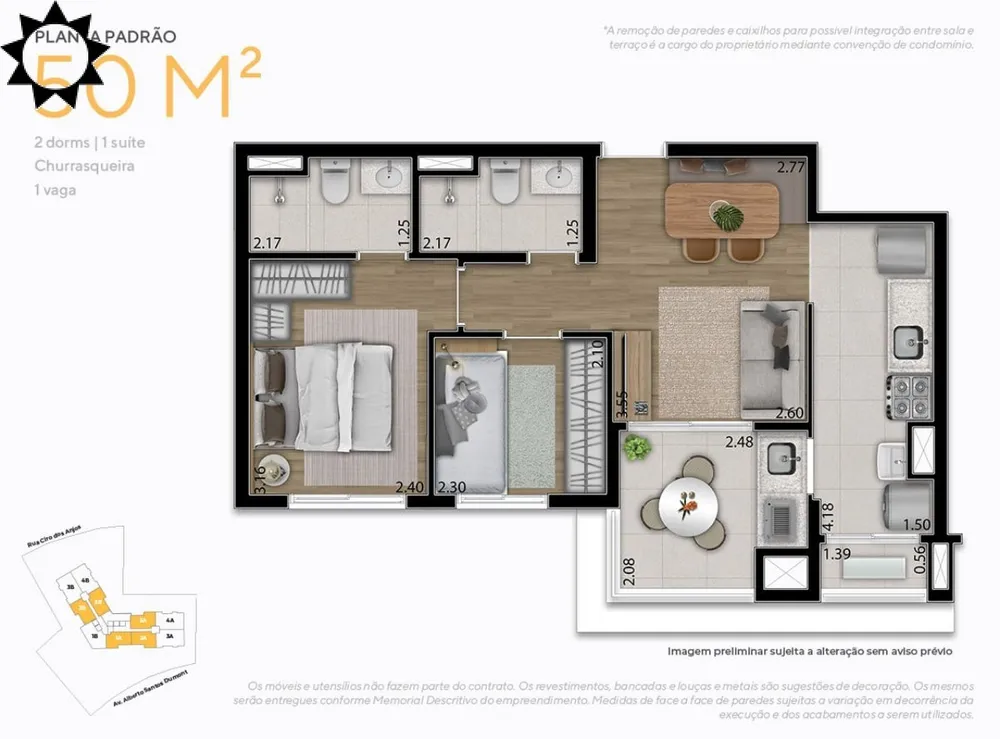 Apartamento, 2 quartos, 50 m² - Foto 3