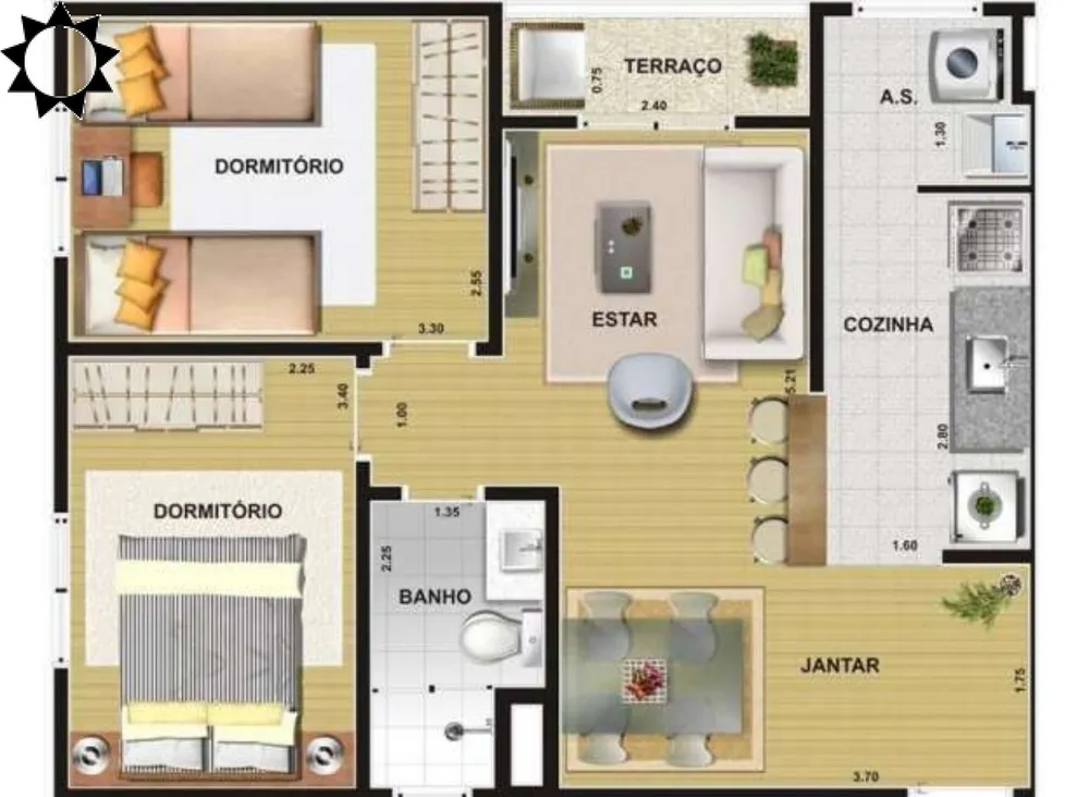 Apartamento, 2 quartos, 50 m² - Foto 1
