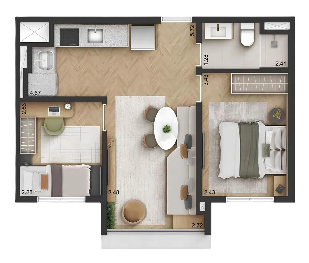 Apartamento, 2 quartos, 43 m² - Foto 8