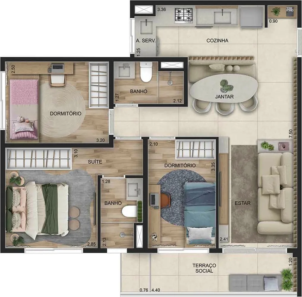 Apartamento, 2 quartos, 56 m² - Foto 7