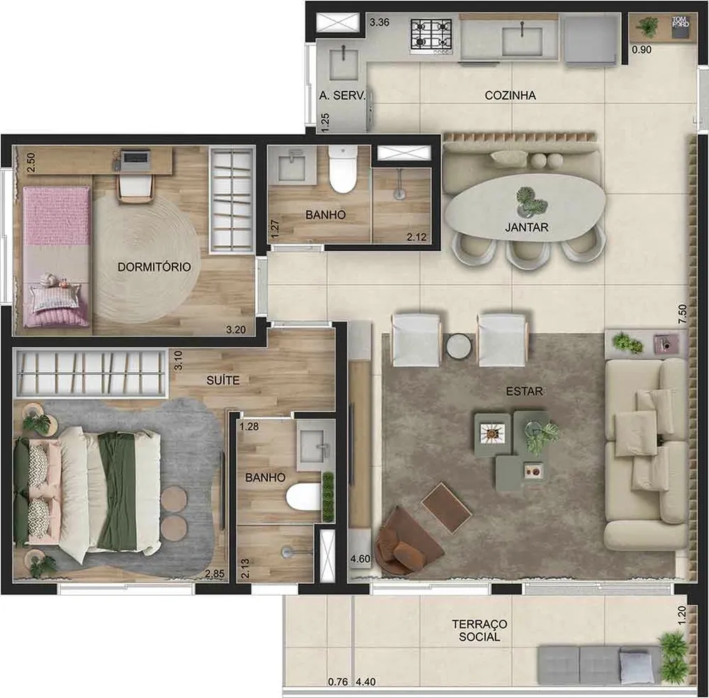 Apartamento, 2 quartos, 56 m² - Foto 8