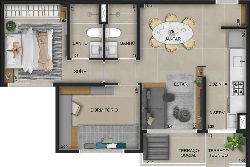 Apartamento, 2 quartos, 56 m² - Foto 6