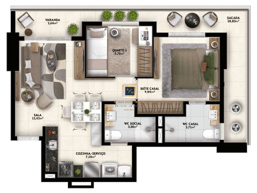 Apartamento, 2 quartos, 54 m² - Foto 3