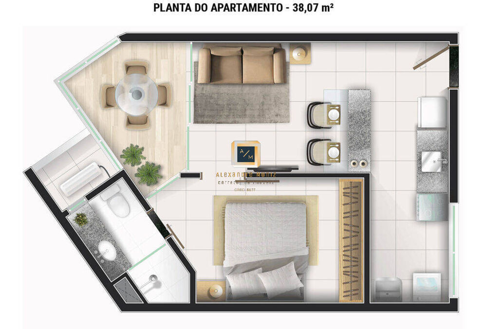 Apartamento à venda com 1 quarto, 38m² - Foto 8