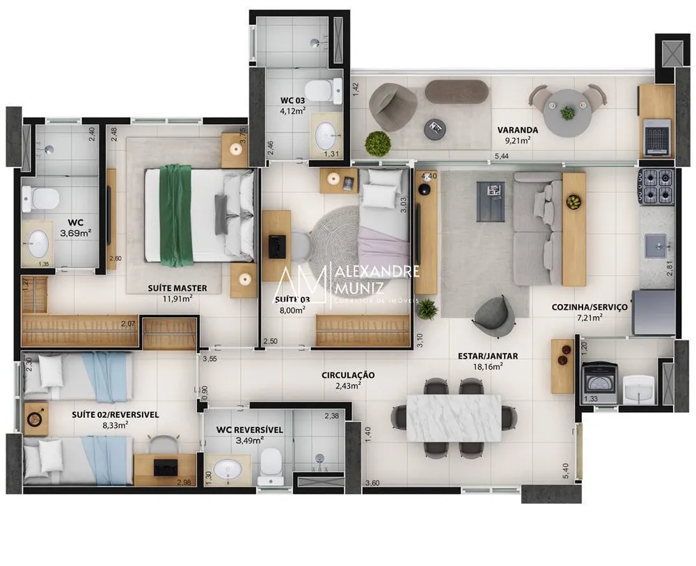 Apartamento, 2 quartos, 58 m² - Foto 3