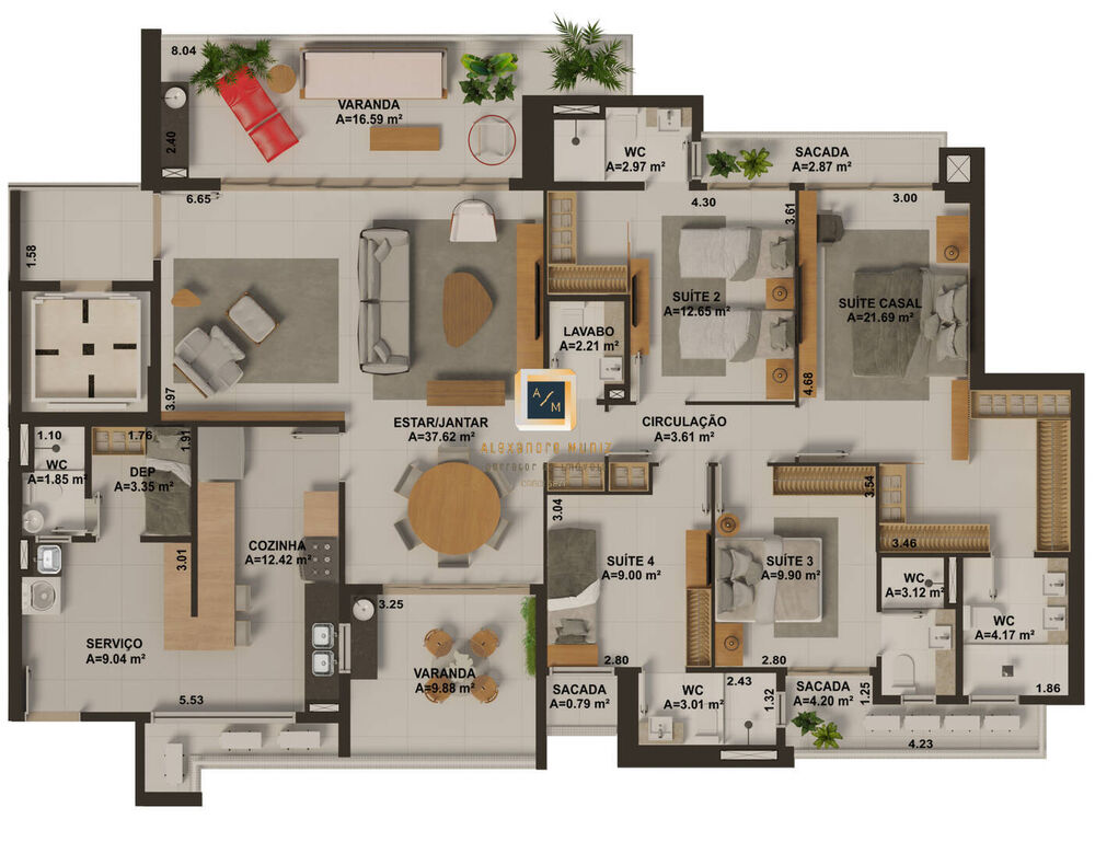 Apartamento, 4 quartos, 205 m² - Foto 2