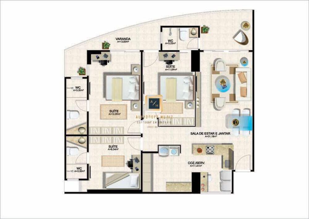 Apartamento, 3 quartos, 93 m² - Foto 3