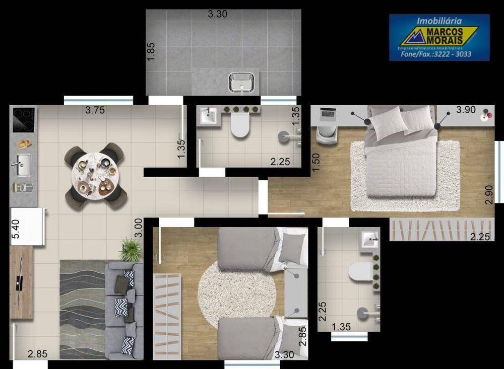 Apartamento, 2 quartos, 59 m² - Foto 1