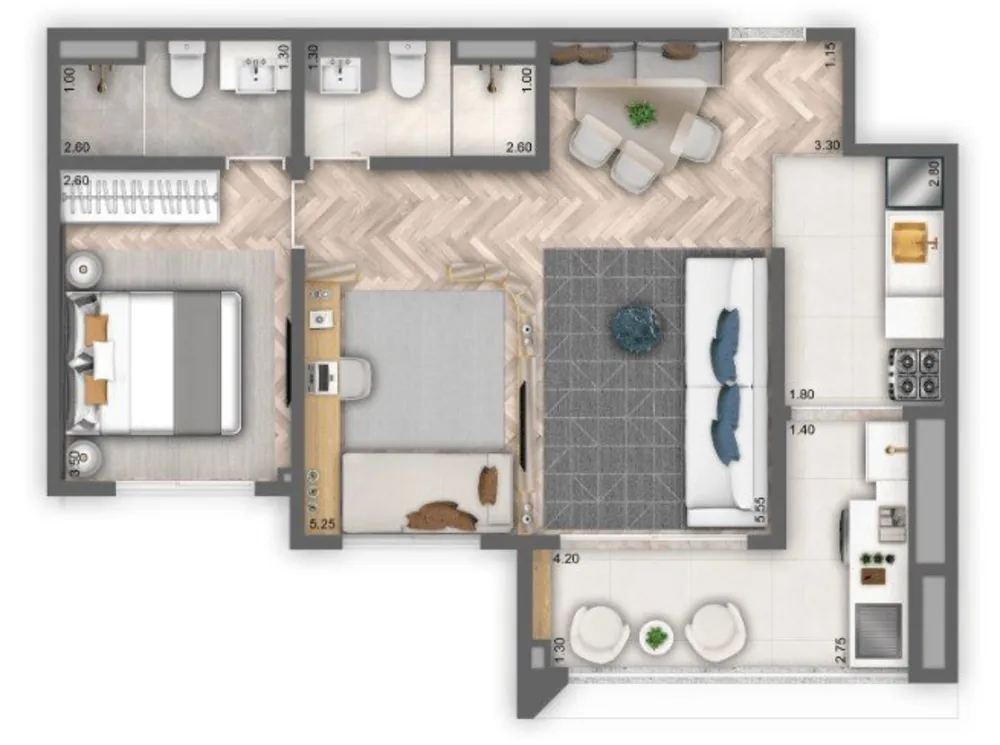 Apartamento, 1 quarto, 64 m² - Foto 1