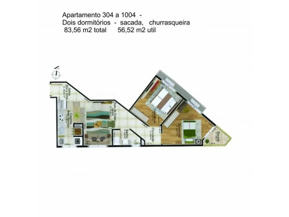 Apartamento, 2 quartos, 56 m² - Foto 2