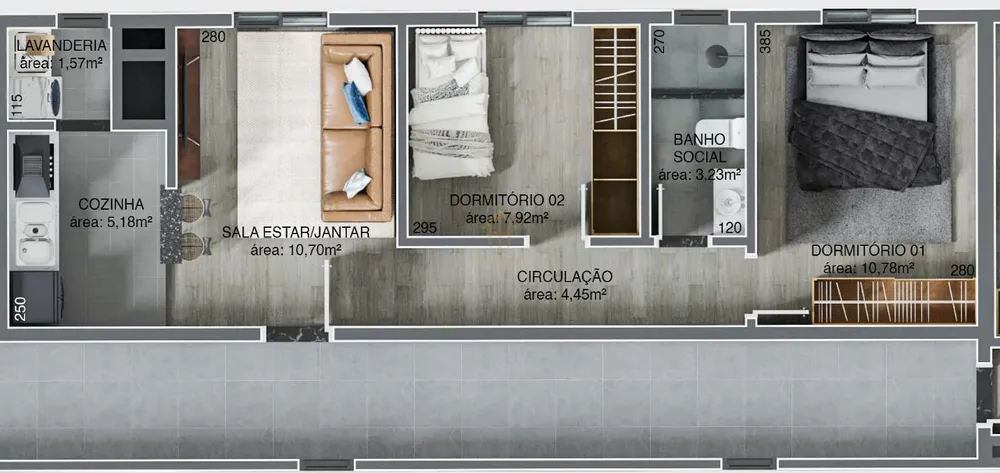 Apartamento, 2 quartos, 52 m² - Foto 2