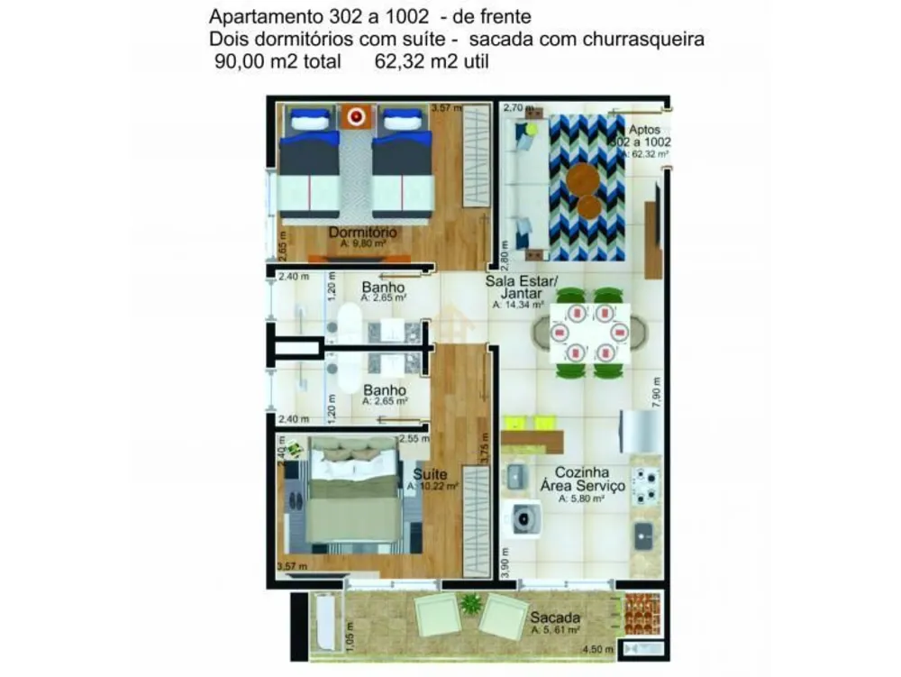 Apartamento, 2 quartos, 62 m² - Foto 2