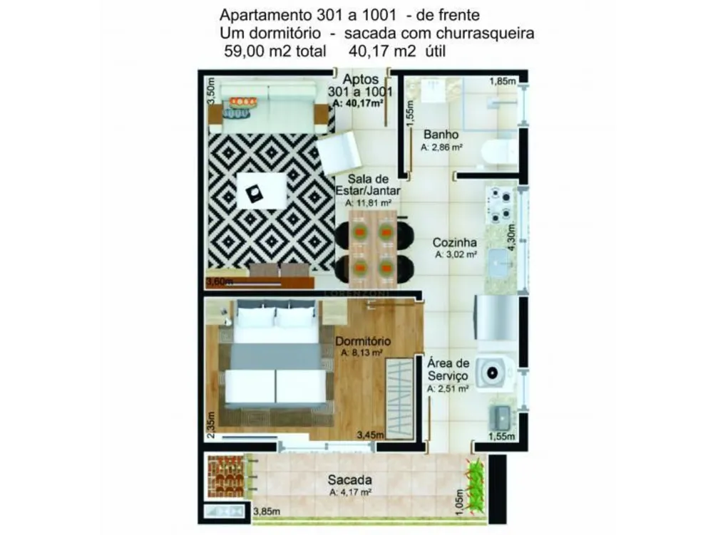 Apartamento, 1 quarto, 40 m² - Foto 2