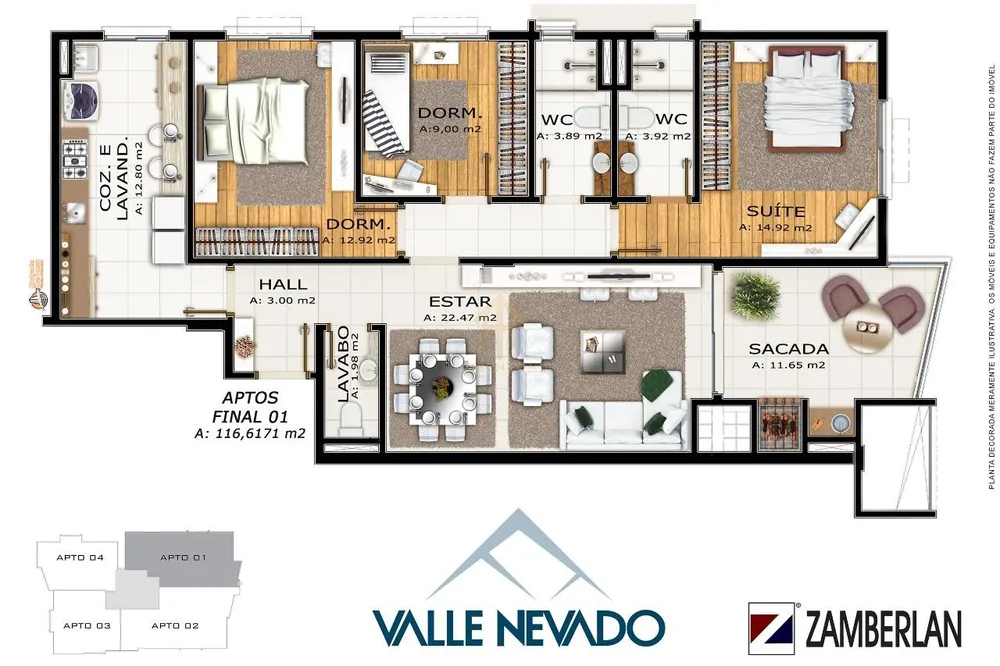 Apartamento, 3 quartos, 116 m² - Foto 2