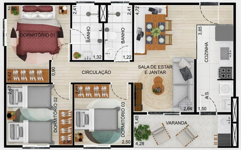 Apartamento, 3 quartos, 67 m² - Foto 28