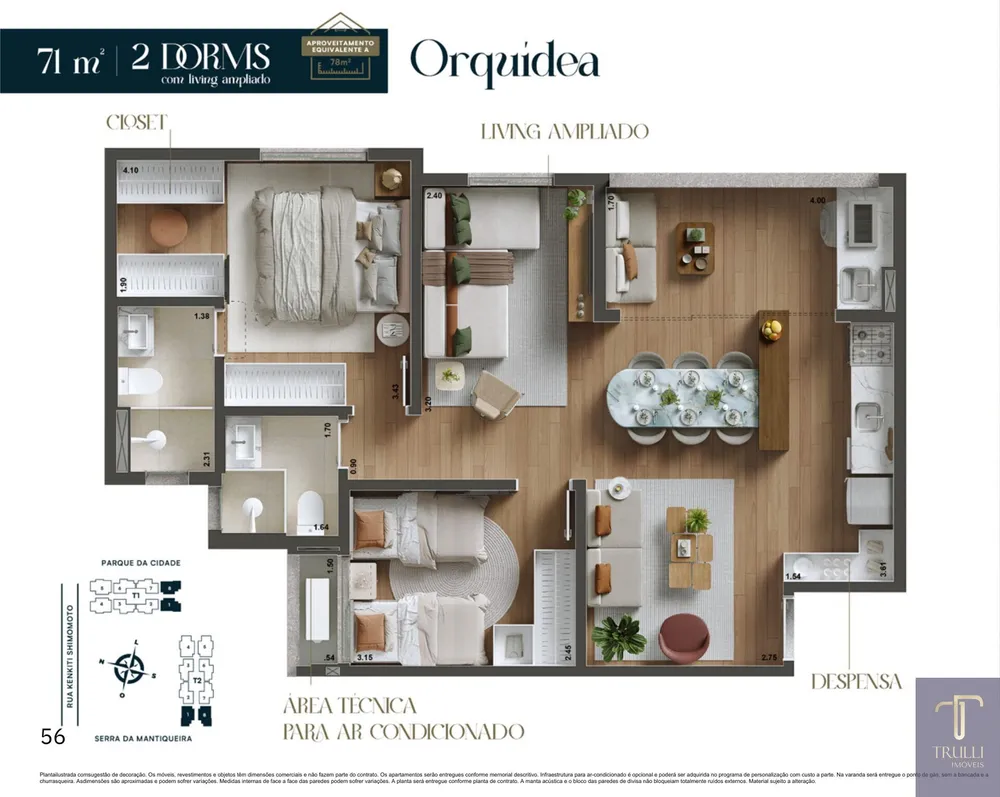Apartamento, 2 quartos, 56 m² - Foto 2