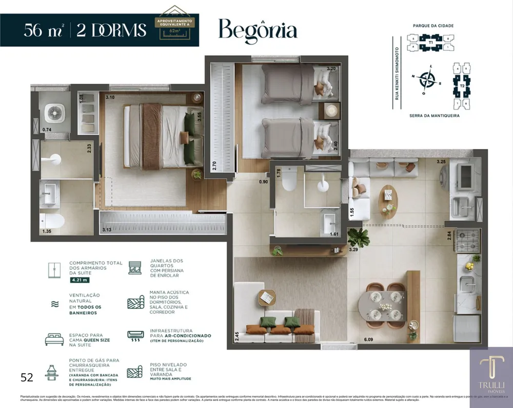 Apartamento, 2 quartos, 56 m² - Foto 1