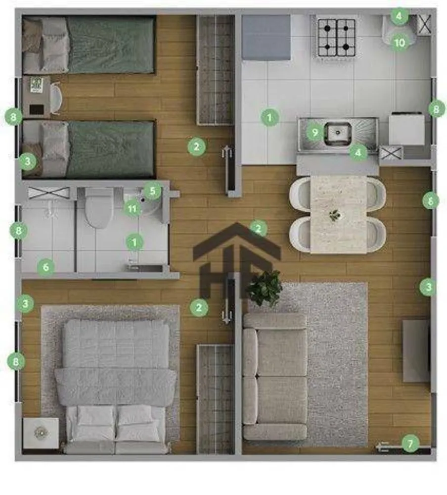 Apartamento, 2 quartos, 43 m² - Foto 9
