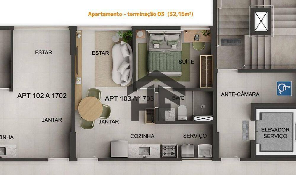 Apartamento à venda com 1 quarto, 32m² - Foto 2