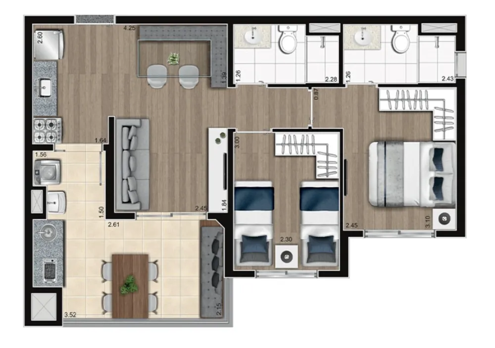 Apartamento, 2 quartos, 56 m² - Foto 7