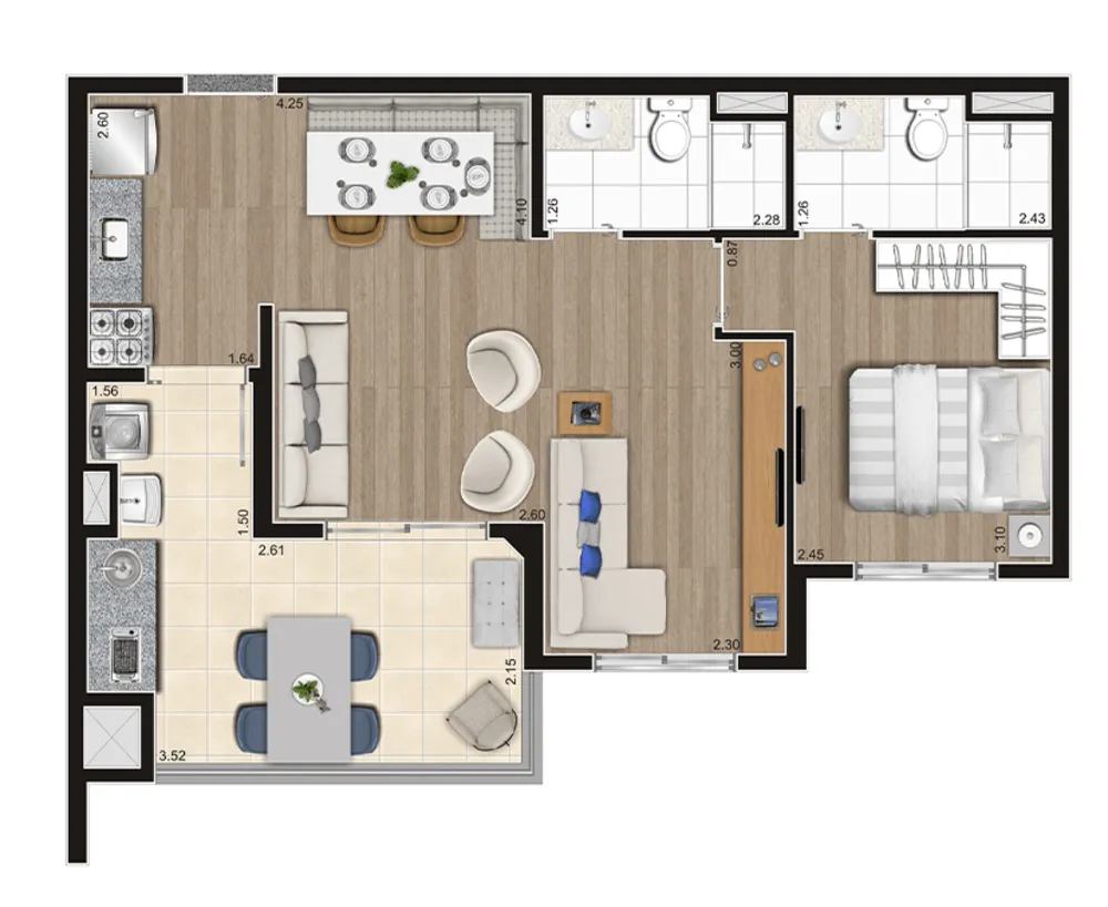 Apartamento, 2 quartos, 56 m² - Foto 8