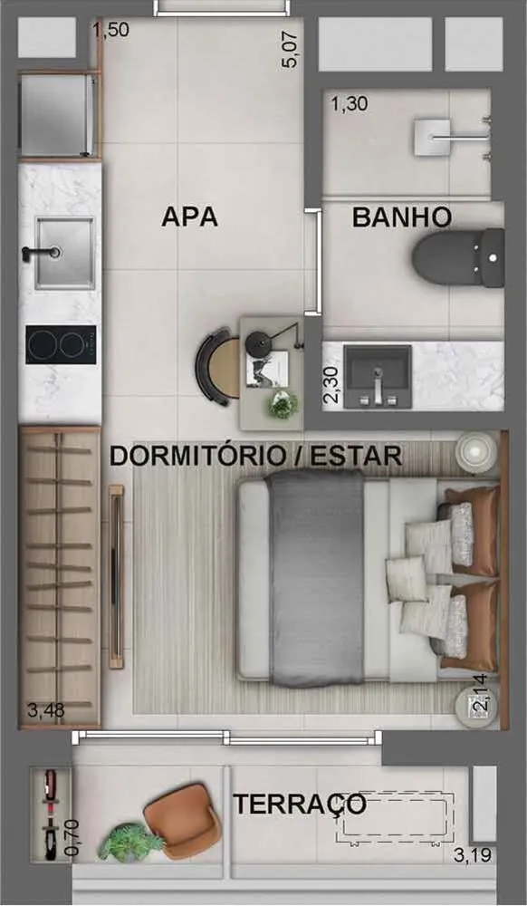 Apartamento, 1 quarto, 25 m² - Foto 8