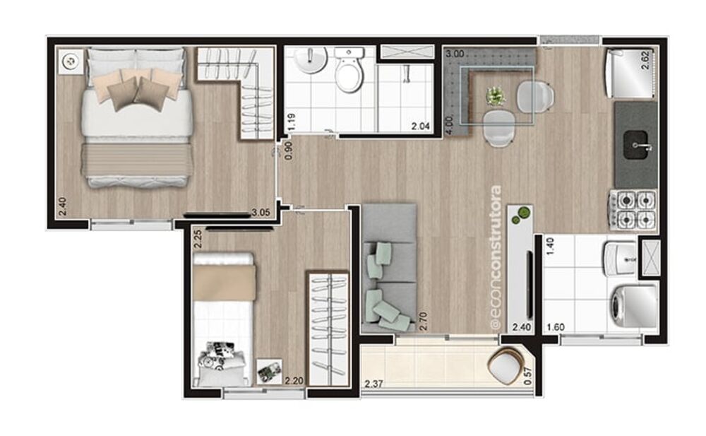 Apartamento, 2 quartos, 37 m² - Foto 3