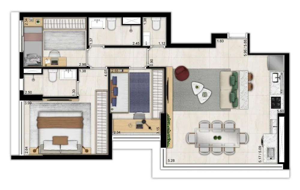 Apartamento, 2 quartos, 56 m² - Foto 8