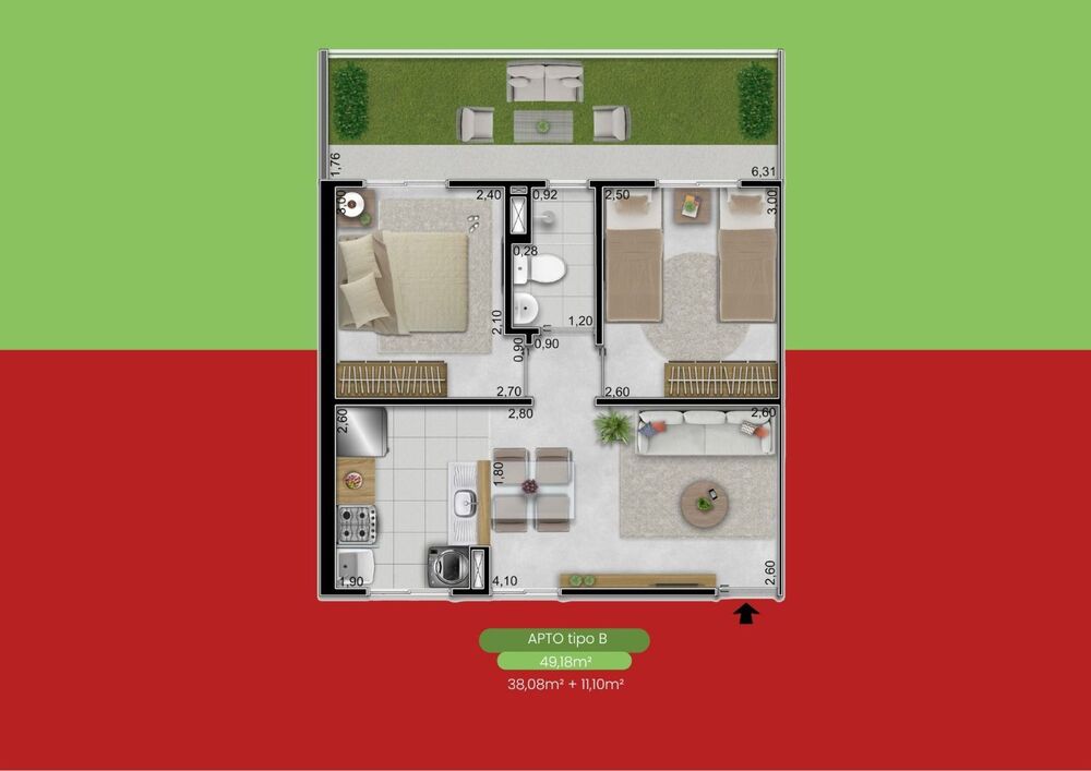 Apartamento, 2 quartos, 38 m² - Foto 7