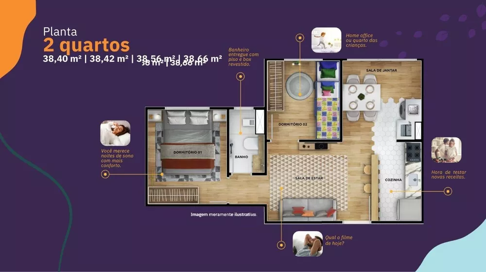 Apartamento, 2 quartos, 38 m² - Foto 2