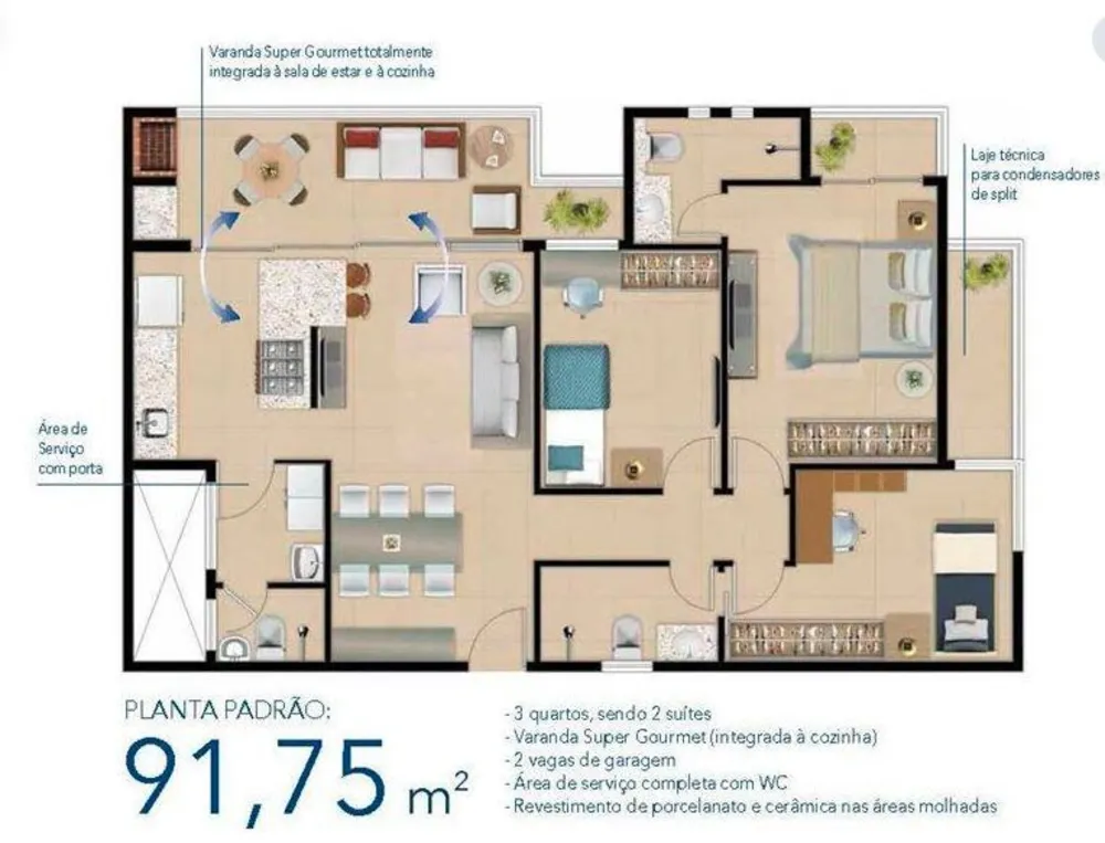 Apartamento, 3 quartos, 92 m² - Foto 9
