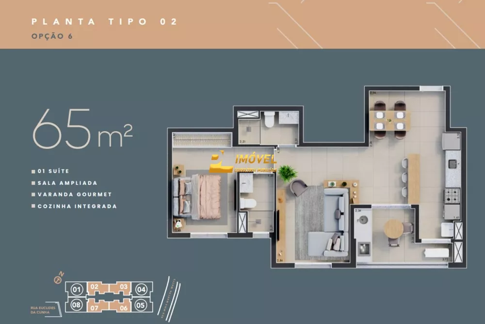 Apartamento à venda com 3 quartos, 65m² - Foto 1