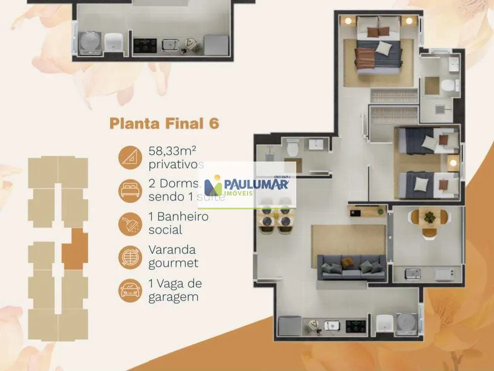 Apartamento, 2 quartos, 58 m² - Foto 2
