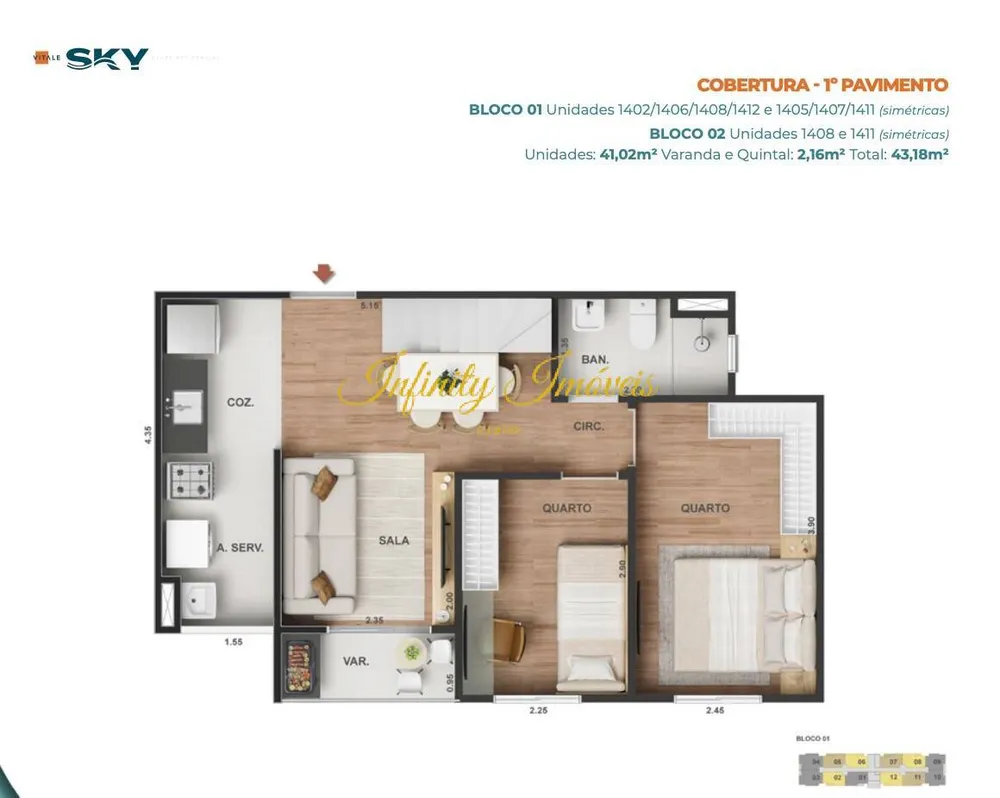 Apartamento, 2 quartos, 43 m² - Foto 28